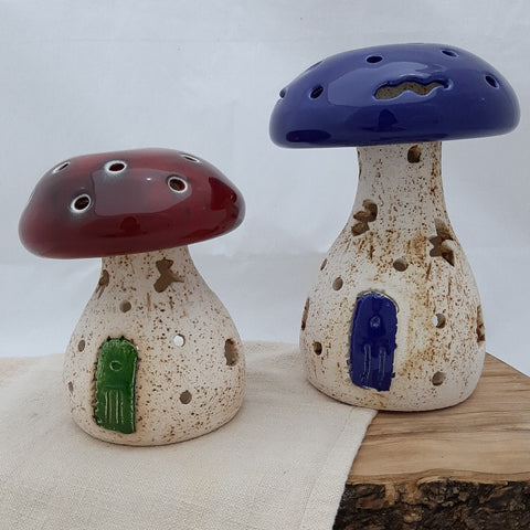 handmade ceramic colorful tea light holder mushroom