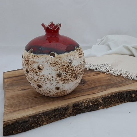 handmade ceramic tea light holder pomegranate